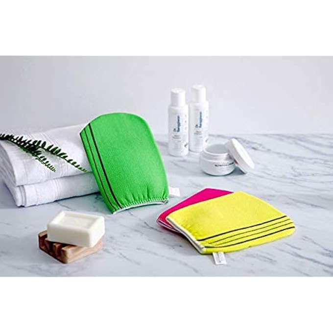 Bastex Korean Exfoliating Cloth Towels Washcloth Bath Scrup Mitt Italy Towel - 3pcs (Red,Green,Yellow) in 1 Package - Image 2